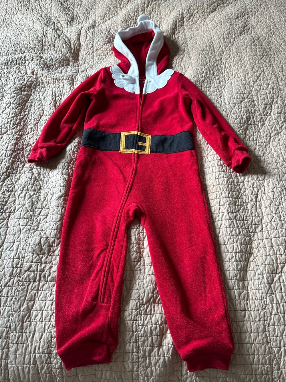 Carter's Red Santa Hooded Onesie with Printed Belt - Picture 2 of 5